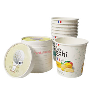 4 oz 8 oz 12oz 16oz Gobelet à crème glacée <span class=keywords><strong>en</strong></span> papier couché jetable personnalisable gobelet <span class=keywords><strong>en</strong></span> papier pour yogourt avec couvercle, couvercles et cuillère - Product Image 5