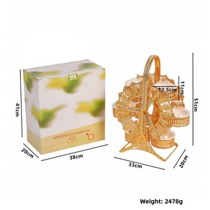 Plateau décoratif rectangulaire en métal à six compartiments, motif moulin à vent rotatif, style rétro, luxe léger et raffiné, pour fruits secs et snacks - Product Image 5