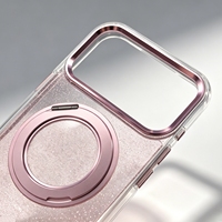 Coques de téléphone à cadre métallique avec chargement sans fil et support brillant en TPU+PC haute transparence pour iPhone 17 Pro Max