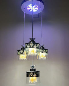 クロムダイニングルームペンダントライトLed調整可能ペンダントランプ暖かくて白く変化する色のガラスペンダントランプ (FX7101/<span class=keywords><strong>3</strong></span> + 1) - Product Image 2