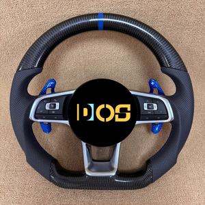 Volante Deportivo Personalizado DOS de Fibra de Carbono Forjada Azul para Volkswagen Polo <span class=keywords><strong>GTI</strong></span> 7 Jetta Passat GTS GTE GLI R-Line <span class=keywords><strong>Golf</strong></span> 6 Mk4 Mk5 <span class=keywords><strong>Mk7</strong></span> - Product Image 3