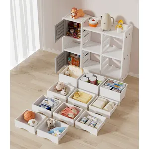 Large-Capacity Toy Storage Cabinet Shelf Teen Organizer Baby Furniture Sets Children BookShelf Plastic Storage Box Kids Cabinets