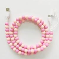 Câble de données USB-C vers USB-A fait main, coloré, avec perles, charge rapide, gaine en PVC durable, blindage tressé, 1 m, pour ordinateurs et téléphones mobiles