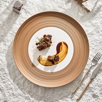 Assiette Plate en Céramique Émaillée Porcelaine Durable Style Luxe Léger Motif Uni Vaisselle Domestique Nouveau Modèle Créatif Artistique Hôtelier