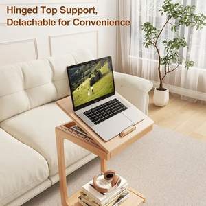 Mesa Auxiliar <span class=keywords><strong>de</strong></span> Sofá <span class=keywords><strong>en</strong></span> Forma <span class=keywords><strong>de</strong></span> C Personalizada, Mesa <span class=keywords><strong>de</strong></span> <span class=keywords><strong>Centro</strong></span> <span class=keywords><strong>de</strong></span> Madera para Sala <span class=keywords><strong>de</strong></span> Estar, Mesa Auxiliar <span class=keywords><strong>de</strong></span> Sofá <span class=keywords><strong>de</strong></span> Bambú Ajustable con Ruedas Giratorias - Product Image 2