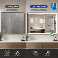 Miroir de salle de bain intelligent à LED avec écran tactile, affichage de la date et de l'heure, étanche IP44, détecteur de mouvement humain, pour projets hôteliers