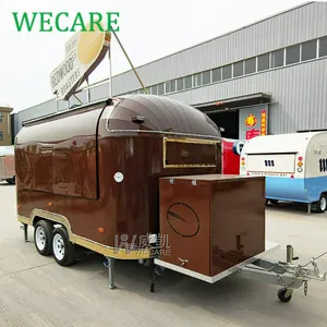 شاحنة الوجبات السريعة المتنقلة Wecare airstream مع عربة مثلجات وآيس كريم وقطار تقديم طعام مجهز بالكامل