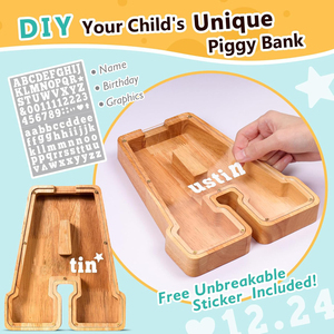 Hucha grande <span class=keywords><strong>de</strong></span> madera para niños-<span class=keywords><strong>Caja</strong></span> <span class=keywords><strong>de</strong></span> <span class=keywords><strong>ahorro</strong></span> <span class=keywords><strong>de</strong></span> dinero con letras personalizadas, regalo creativo - Product Image 4