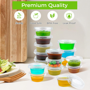 Envases Desechables de Plástico PET/PS para Salsas, Dulces y Aperitivos, con Tapas, de 2 oz, 3.25 oz y 5.5 oz, de Homelink Thailand Factory Clear - Product Image 4