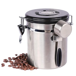 Sol Voûte <span class=keywords><strong>Pot</strong></span> et Cuillère À Café En Acier Inoxydable Hermétique de Stockage de Boîte À Café - Product Image 1