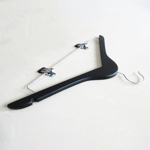 Sleek 12mm Flat Notched Black Finish Chrome Hook For VIP Cloakroom Custom Logo Black Wood Coat <b>Hangers</b> - Product Image 3