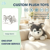Lindo Peluche de Husky Siberiano, Animal de Peluche Suave, Muñeco de Cachorro Acostado para Niños, Regalo, Venta al por Mayor, Diseño Personalizado