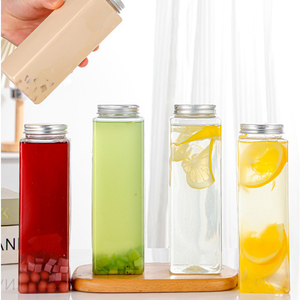 Botella de Plástico Transparente Cuadrada para Jugo, Té, Bebidas, 380ml, 500ml, 650ml, Vaso para Jugo, Botellas para Té Boba, Contenedor para Bebidas de Té con Leche - Product Image 2