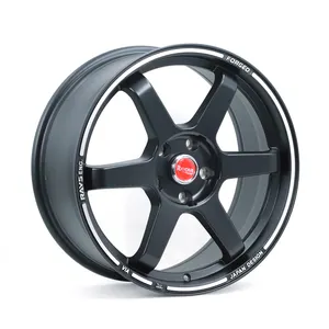 Velg mobil penumpang, DX008 TE37 desain hitam dengan garis penggilingan untuk dijual 17x7.5 18x8.0 5 10 x100x114.3