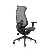 Chaise de bureau ergonomique moderne à dossier haut en maille noire avec support lombaire réglable et accoudoirs 3D ajustables pour la maison/le bureau