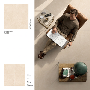 Sify Beige Ivory Glossy Vitrified Porcelain Floor Tiles Luxury Marble Design 32x32 Inch - Product Image 6
