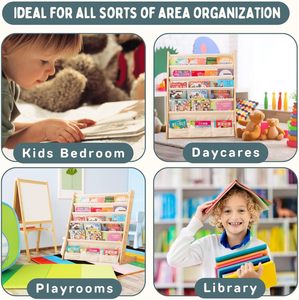 Giá sách gỗ cho trẻ nhỏ, sản phẩm được sử dụng rộng rãi, tủ sách gỗ cho trẻ em để học tập, giá sách gỗ để đồ - Product Image 6