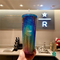 Bouteille d'eau à grille en vrac, gobelets cloutés à paillettes colorées, écologique, meilleure vente