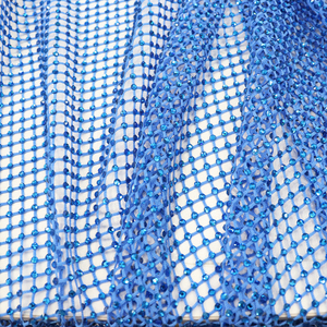 N001 Precio <span class=keywords><strong>de</strong></span> fábrica Rhinestone Bling Net Crystal Fabric Blue Clear Rhinestone Fishnet Fabric Stretch Rhinestone Mesh para ropa - Product Image 4