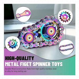 Fidget Spinner Tactique Militaire EDC en Métal Gunmetal, Format de Poche, Jouet Anti-Stress avec Rainures pour les Doigts et Trou pour Lanière, Nouveauté et Article de Blague - Product Image 2