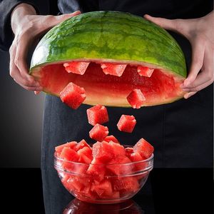 Ustensile de cuisine : Coupe-fruits manuel en acier inoxydable pour fruits d'été, coupe-pastèque en dés facile, coupe-dés en forme de moulin à vent, écologique - Product Image 3