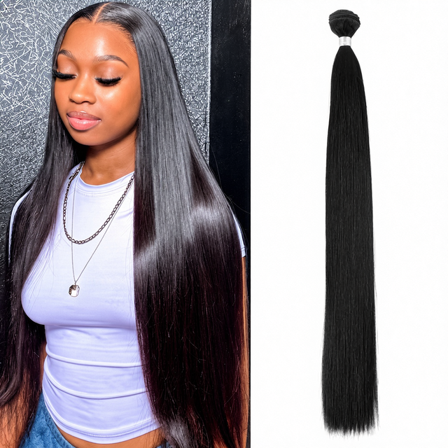 26Inch 100g 1pcs Straight Hair Weaving Bundles Hair Extensions Women Extensions Black Color Heat Resistant Fiber Braiding Hair