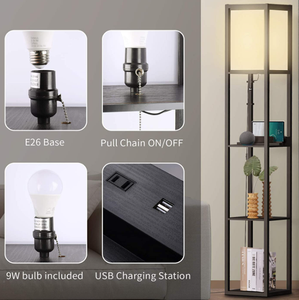 Đèn Sàn Có Kệ Đèn Sàn Hiện Đại Có Cổng USB & Ổ Cắm AC Lưu Trữ Đèn Gỗ Đứng Trưng Bày - Product Image 5