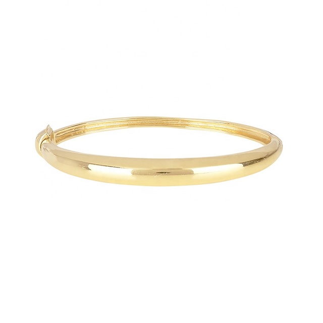 Gemnel 925 Sterling Silver Jewelry 18K Gold Plated Dome Bangle Bracelet Women
