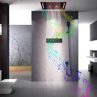 Accessoires de salle de bain, ensemble de pomme de douche LED, pomme de douche intelligente avec musique, robinet de douche, pomme de douche à effet pluie, cascade, brume, kit de douche