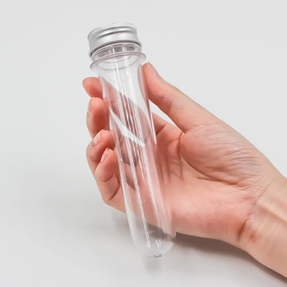 Paquete de tubos de plástico transparente con tapa, 150x30mm