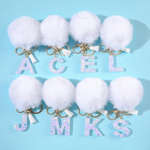 سلسلة مفاتيح بدلاية مخصصة للسيدات سلسلة مفاتيح مزينة بالكرات البيضاء الجديدة من الترتر في أكياس بلاستيكية - Product Image 1