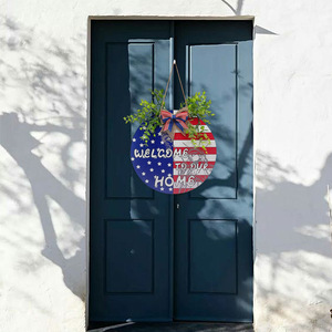 Observación transfronteriza en EE. UU. Colgante de madera del Día de la Independencia, decoración del hogar, bandera nacional, placa para puerta, artesanías de madera - Product Image 2