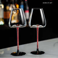 Verre à vin rouge en cristal de luxe personnalisé en gros, couleur personnalisée, capacité de 400 à 600 ml, emballage en boîte cadeau pour les fêtes de mariage