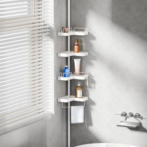 WIREKING <strong>Free</strong> <strong>Standing</strong> White Bathroom Organizer Adjustable Corner <strong>Shower</strong> <strong>Caddy</strong> with Razor Holder and Hooks for Inside <strong>Shower</strong> - Product Image 5