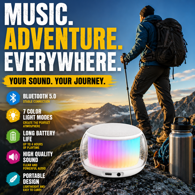 New Gadgets Chinaelectronics Unique 5W Portable Mini TWS Stereo Pairing RGB LED Lights FM Radio TF Card AUX Wireless Speaker