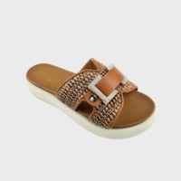 Sandales de luxe à plateforme en raphia tressé en forme de H avec boucle en strass, mules ouvertes à enfiler pour femme, parfaites pour l'été et la plage