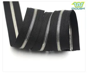 Tape Shoes Men Brass Metal Accessories Factory Price Metal with Copper Zipper Nickel Color Black Zippers for Clothes Long Chain