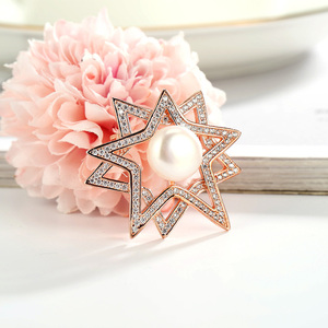 Broche de flor de Plata de Ley 925 para mujer, perlas de agua dulce chapadas en rodio, broches de diamantes de imitación para boda - Product Image 4