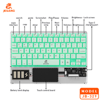Jeqang JB-329 RGB Backlit Transparan untuk Keyboard Nirkabel Bluetooth dengan Touchpad Plastik Kompatibel dengan Tablet Laptop