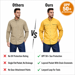 Chemise de pêche à la mouche OEM pour homme UPF50+ à manches longues avec cape arrière, trous de ventilation, plusieurs poches, pour activités de plein air, logo personnalisé - Product Image 6
