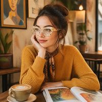 Kacamata Gaya INS Cat Eye dengan Lensa Asetat Bermotif, Desain Anti Cahaya Biru untuk Penggunaan Sehari-hari di Kantor, Bingkai Kacamata