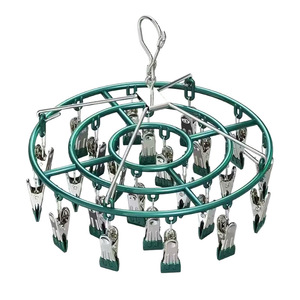 Round Sock Drying Rack 24 <b>Clips</b> Stainless Steel Rust Resistant Hanging Clothes Hanger Mobile Design With <b>Hook</b> Type Installation - Product Image 5