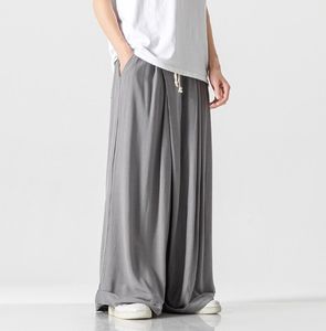 Liu Ming 2025 Nuevos hombres Joggers de pierna ancha-Ropa de calle coreana Pantalones sueltos con cordón (Casual y de moda) - Product Image 3