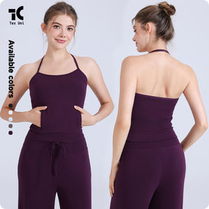 Soutien-gorge <span class=keywords><strong>de</strong></span> sport respirant à séchage rapide, col halter, double poche latérale, dos élégant, bonnets fixes, pour fitness et yoga - Product Image 1