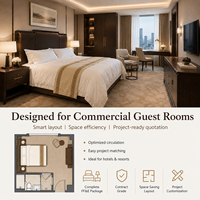 Ensemble de meubles de chambre d'hôtel avec lit, table de chevet, armoire et bureau pour projets de mobilier de chambre d'hôtel