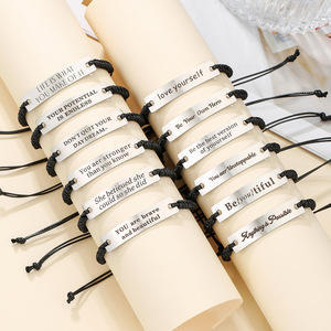Ensemble de bracelets Jour de l'Indépendance en acier inoxydable, fil ciré tressé, lettres anglaises gravées au laser, cadeau unisexe inspirant - Product Image 2