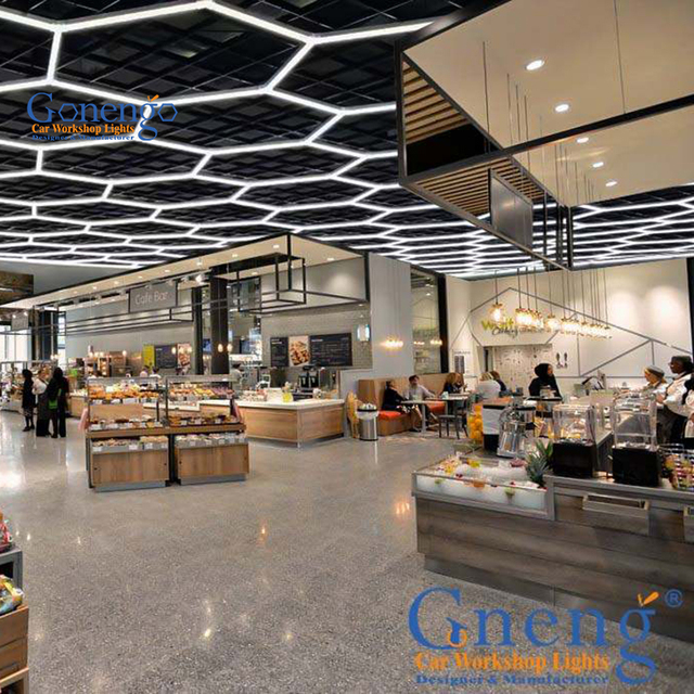 Customized Simple Fresh Meat Lighting Shop Supermarket Hexagonal Led Light Linear Honeycomb
