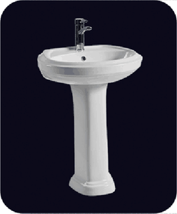 Alla moda singolo foro ceramica arte lavabo con piedistallo di fissaggio a parete con la schiena - Product Image 4