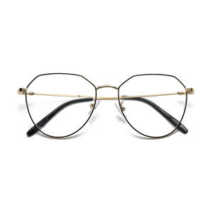 Q4-2357 Montura de Gafas Metálicas Irregulares, Montura Completa, Lentes Planas, Anti-UV, Anti-Luz Azul, Lentes de Repuesto para Mujer - Product Image 4