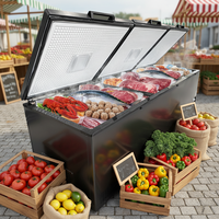 Congelador Horizontal de 3 Puertas con Cerradura, Precio de Fábrica, Gran Capacidad, Acero Inoxidable, Control Digital para Supermercado